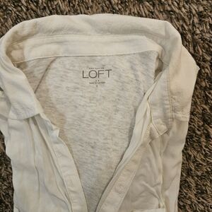 LOFT Cream Button-Up Blouse